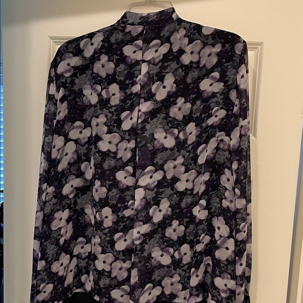 Jones New York Floral Blouse - Purple and White